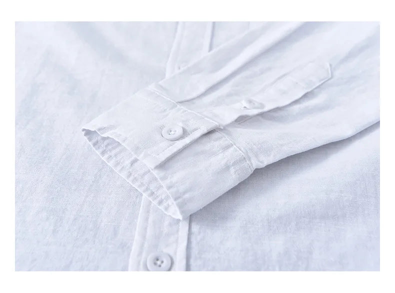 Camisa Linho Japonesa Mandarin Collar