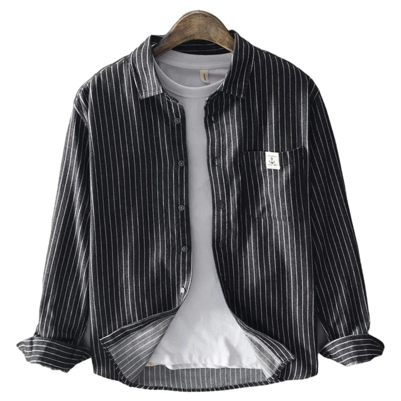 Camisa Social Listrada 100% Algodão