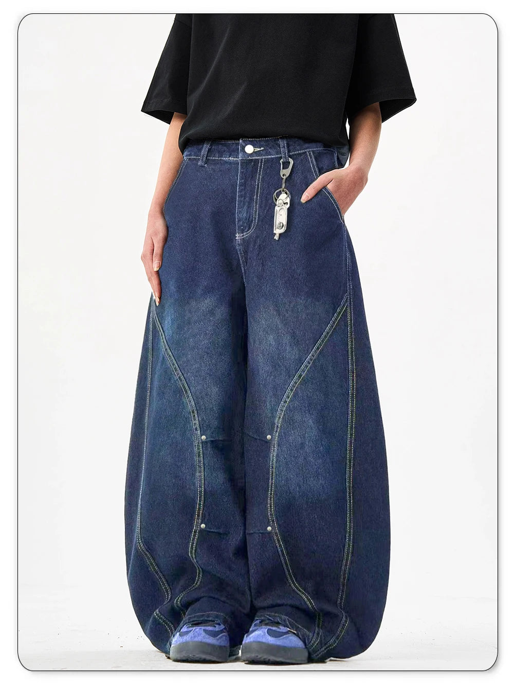 Jeans Baggy Wide Leg Machete Desconstruído Americano