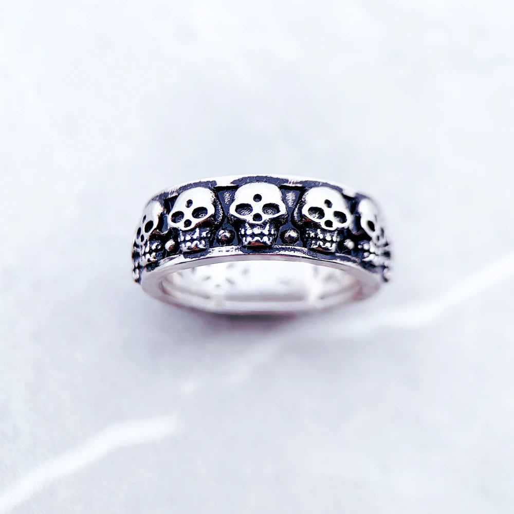 Anel Skull Blackened Punk