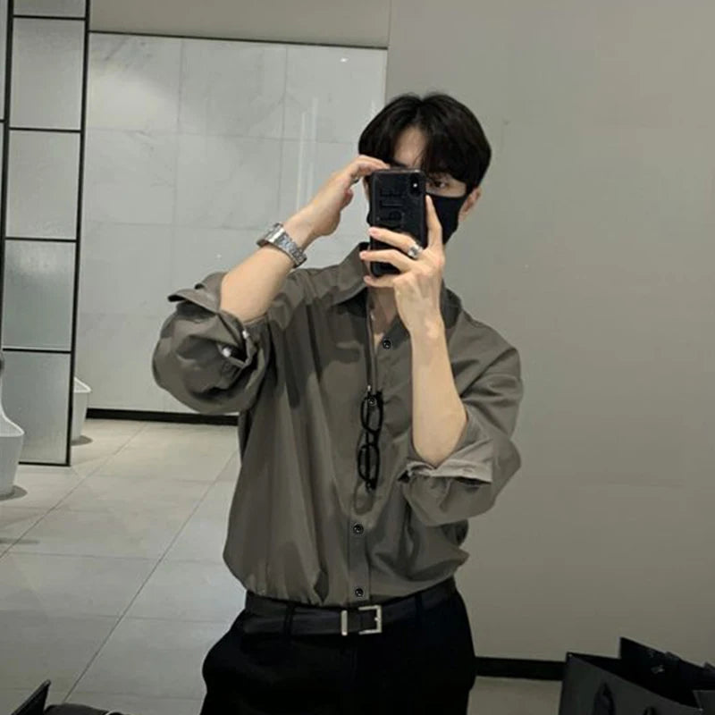 Camisa Coreana Slim Fit Manga Longa