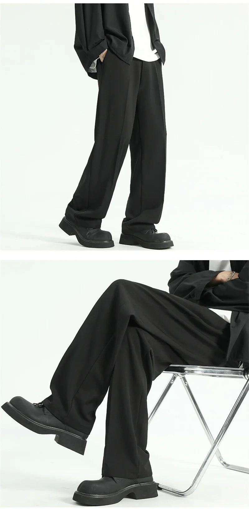 Calça alfaiataria Straight Preta Japonesa