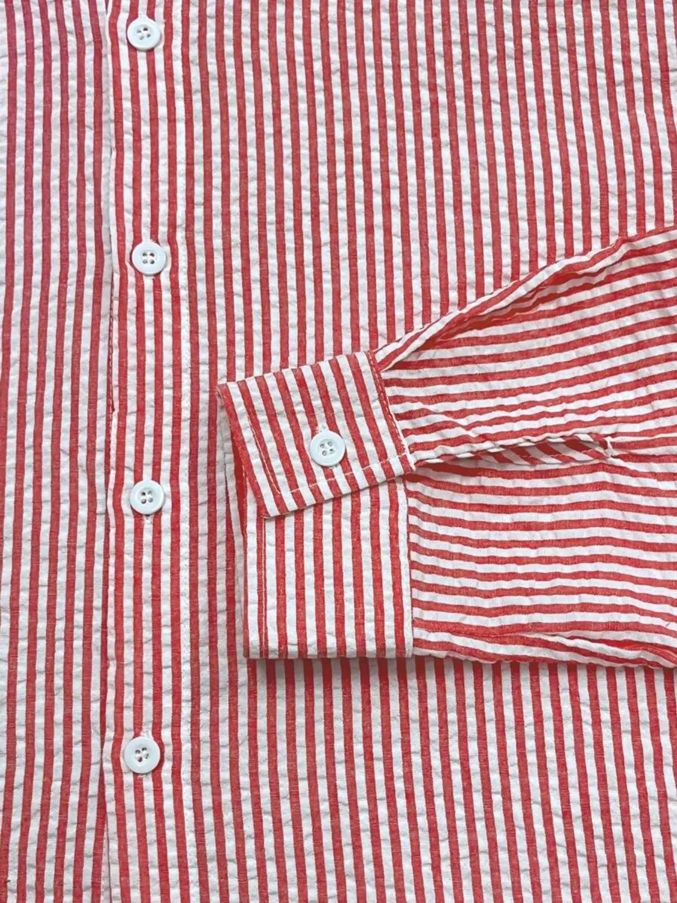 Camisa Listrada Manga Longa Loose Casual