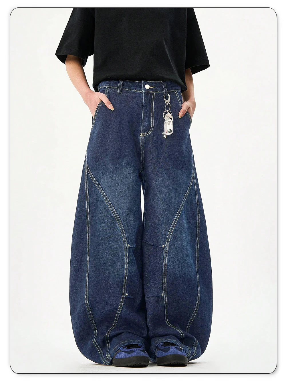 Jeans Baggy Wide Leg Machete Desconstruído Americano