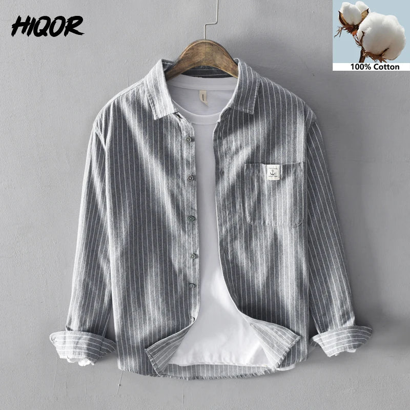 Camisa Social Listrada 100% Algodão