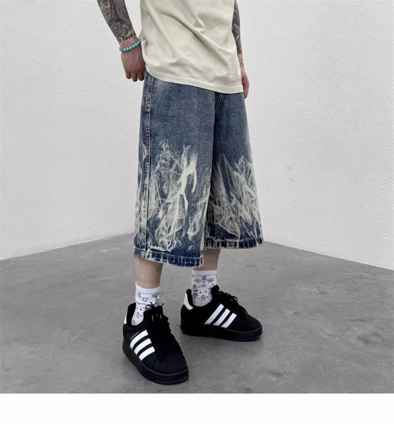 Jorts Flame Graphic Punk Y2K