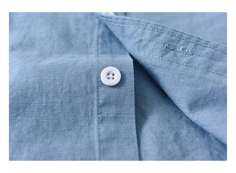 Camisa Linho Japonesa Mandarin Collar