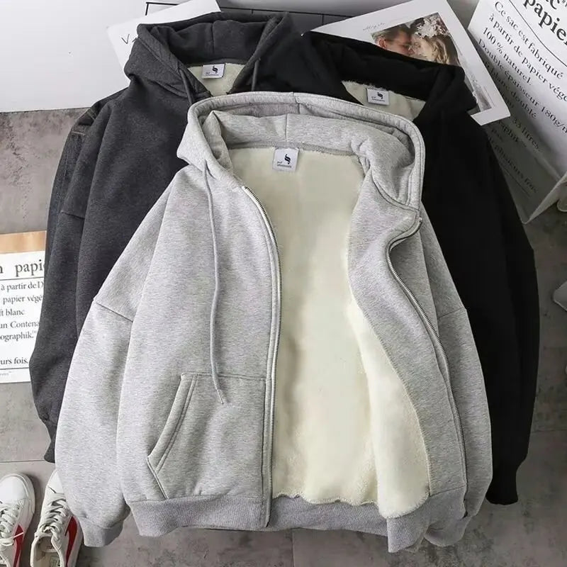 Jaqueta Fleece Hoodie Coreana
