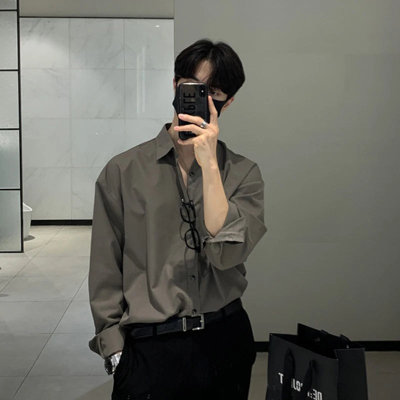 Camisa Coreana Slim Fit Manga Longa