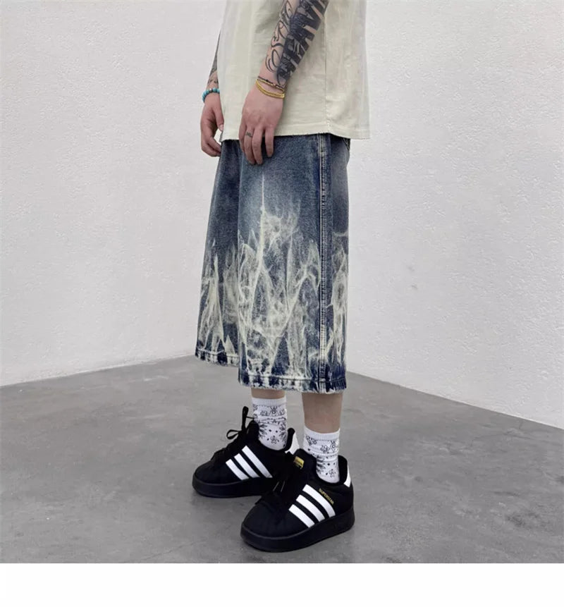 Jorts Flame Graphic Punk Y2K