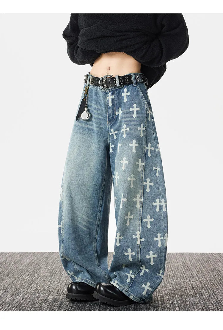 Jeans Straight Leg Knife Cut Azul