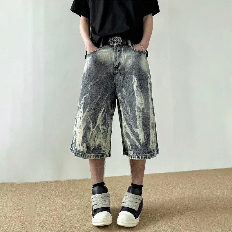 Jorts Flame Graphic Punk Y2K