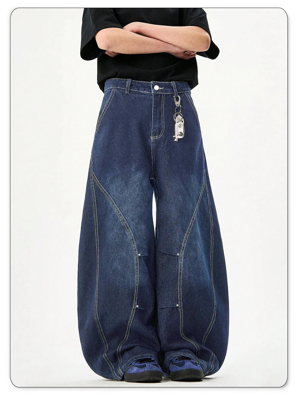 Jeans Baggy Wide Leg Machete Desconstruído Americano