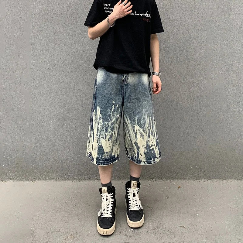 Jorts Flame Graphic Punk Y2K