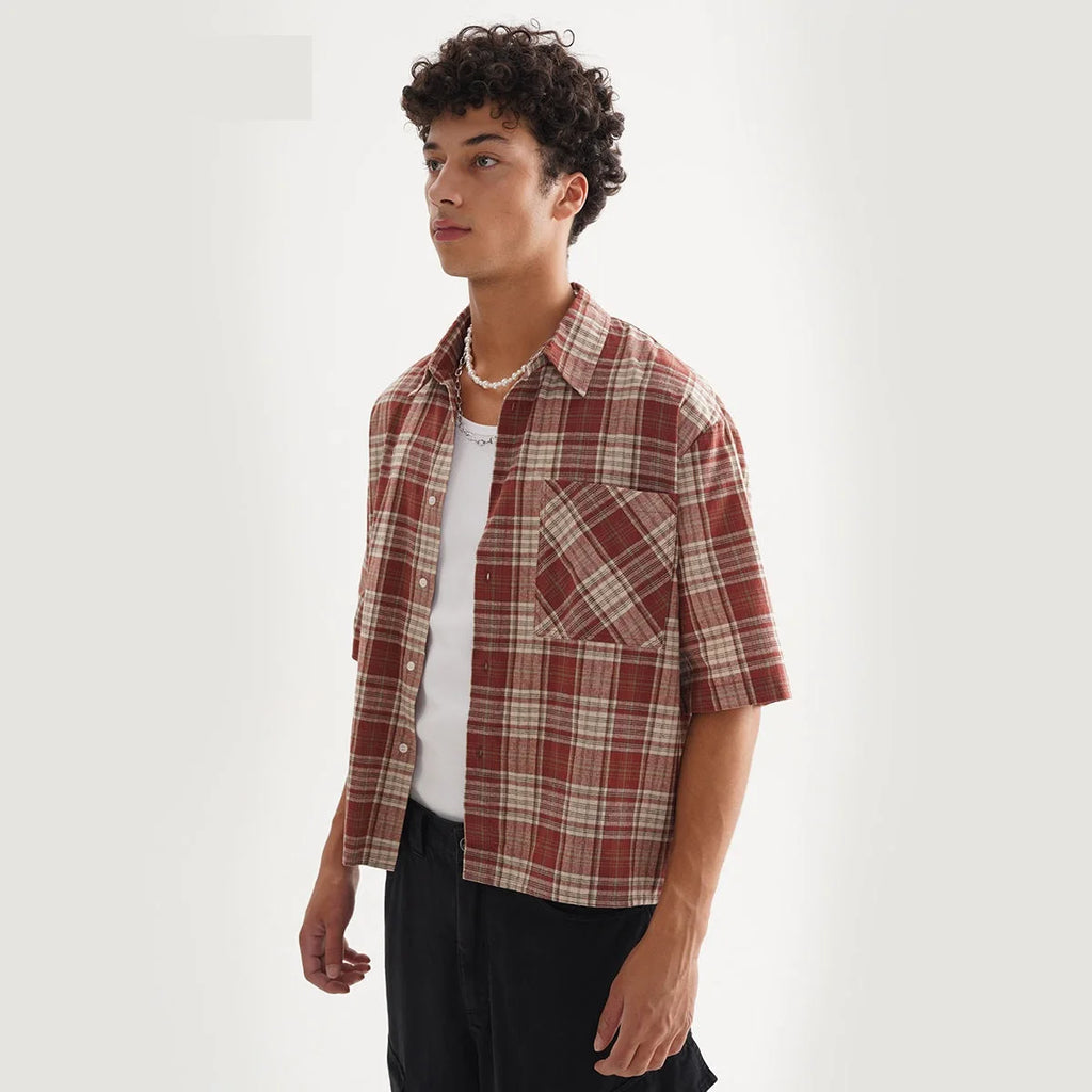 Camisa Xadrez Cropped 100% Algodão