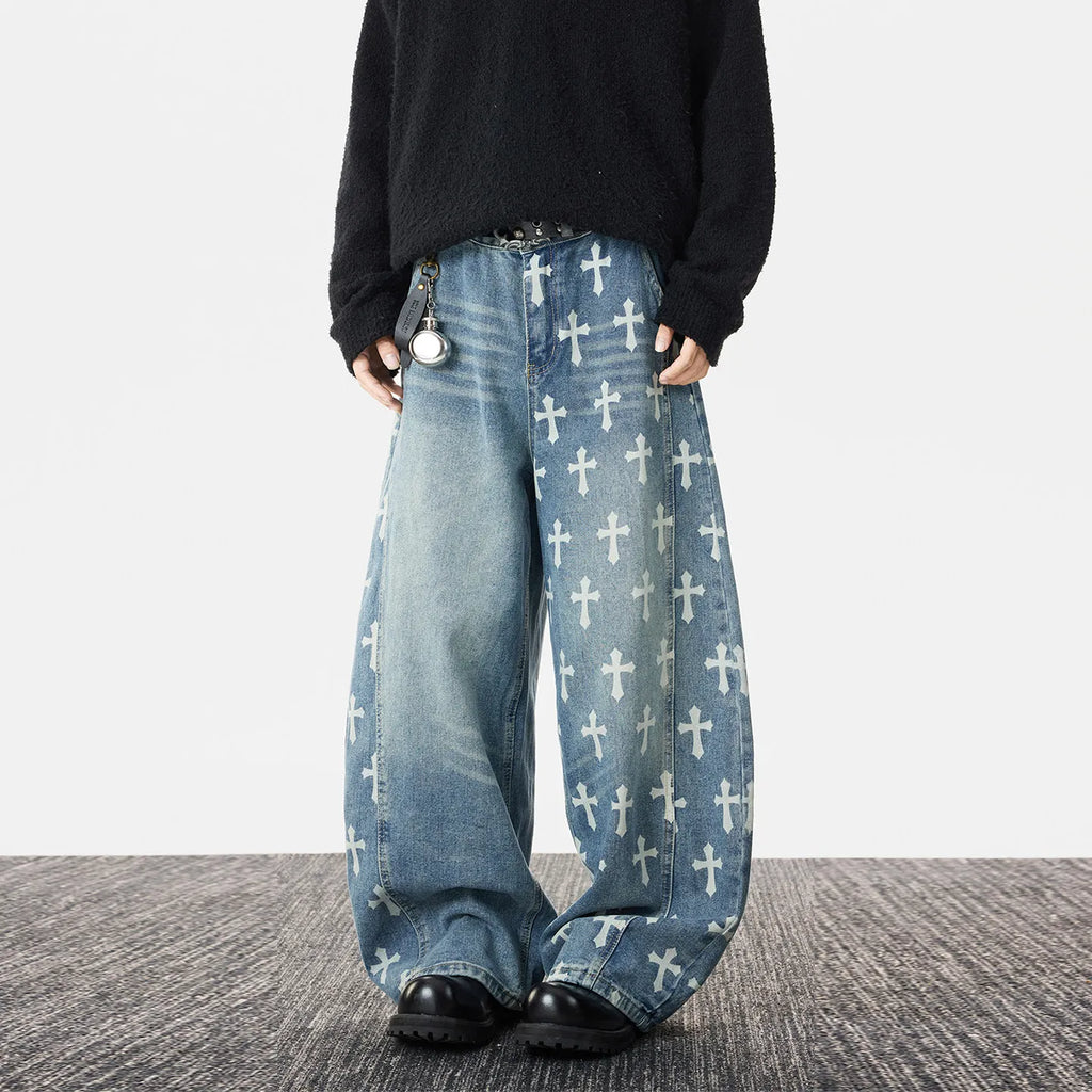Jeans Straight Leg Knife Cut Azul