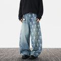 Jeans Straight Leg Knife Cut Azul