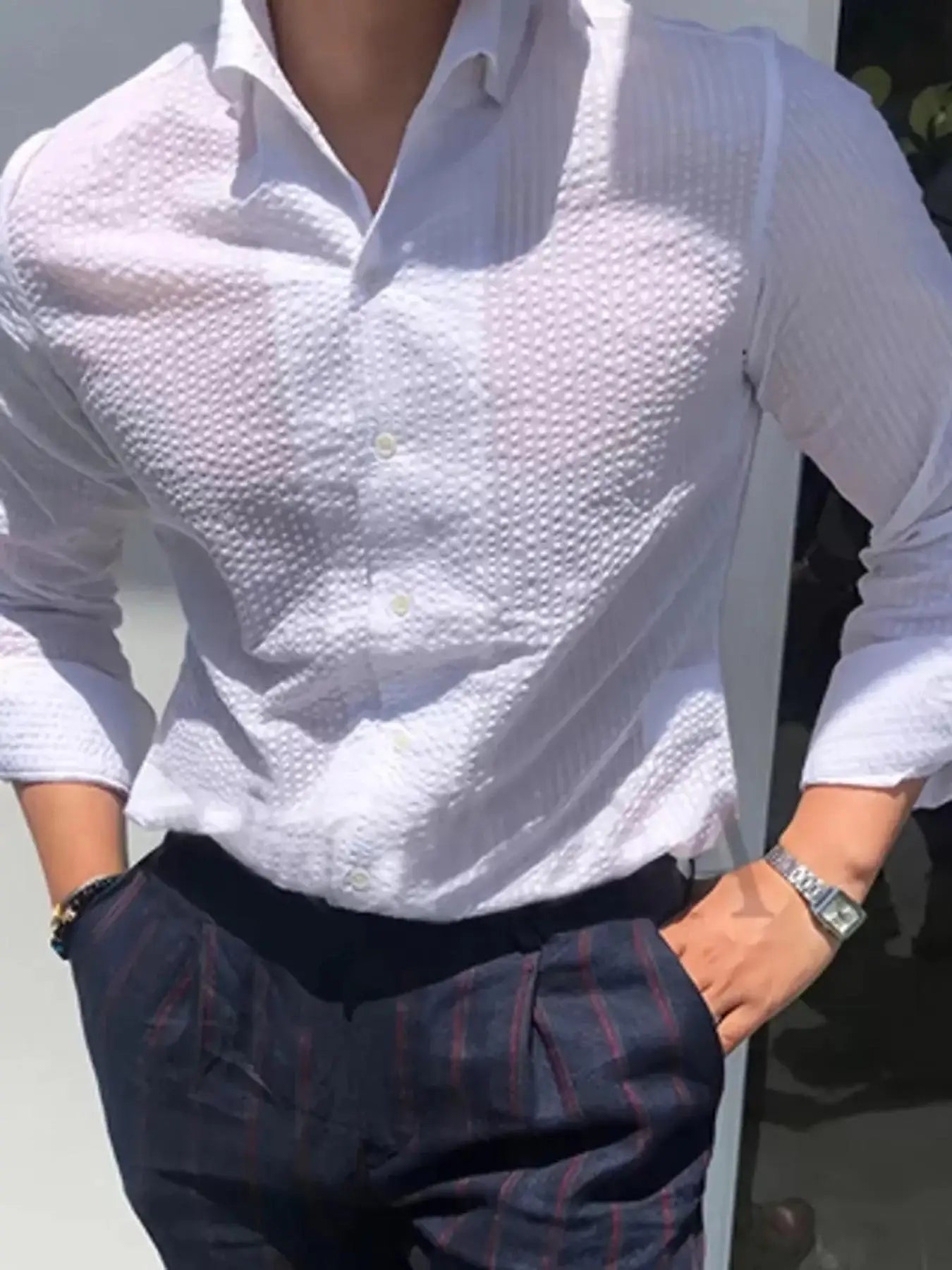 Camisa Listrada Manga Longa Loose Casual