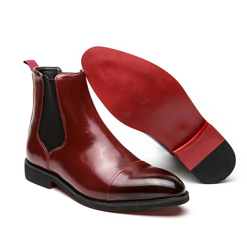Chelsea Boot Sola Vermelha Bico Redondo Business