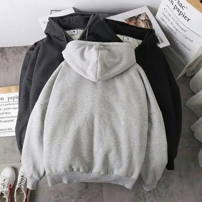Jaqueta Zip-Up Fleece Hoodie Korean