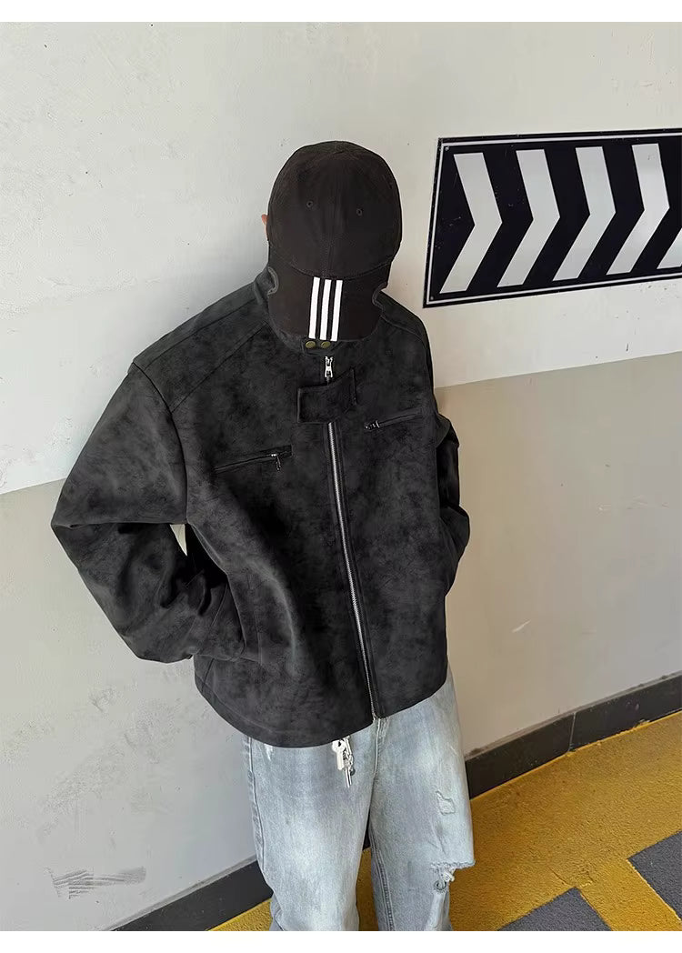 Jaqueta Biker Retrô Americana em PU — Gola Alta