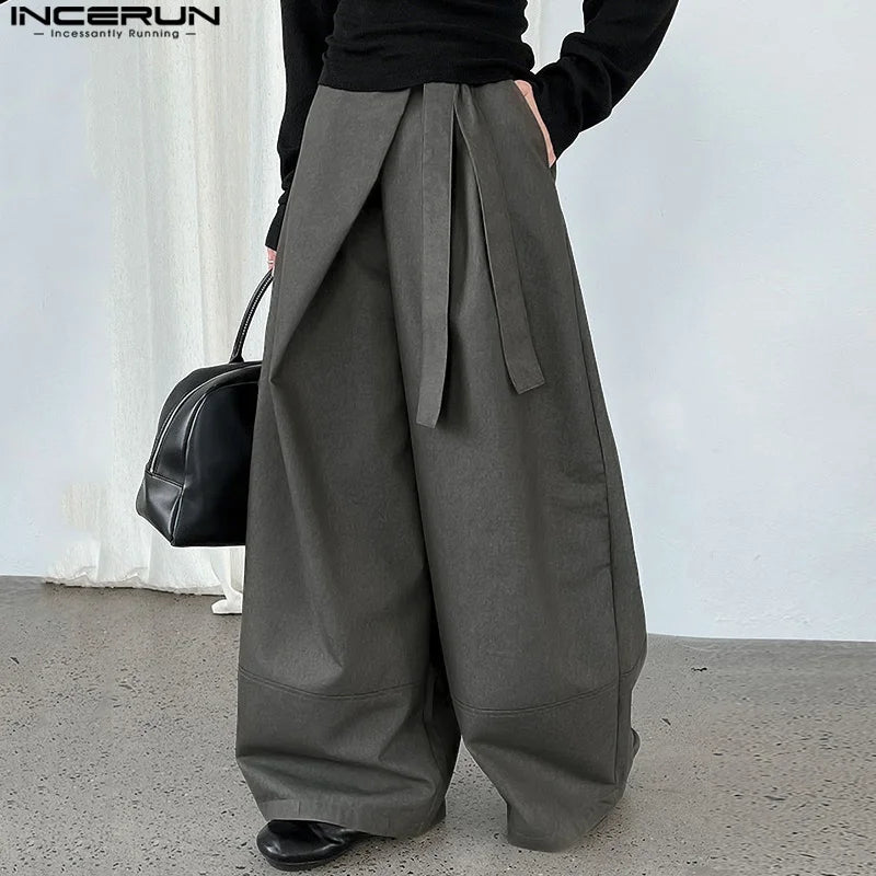 Calça Wide Leg Assimetria Utility Lace-Up
