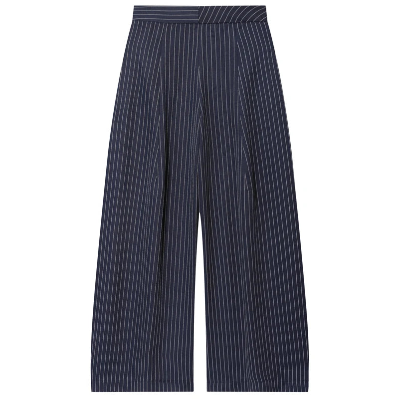 Calça Wide Leg Listrada Striped Casual