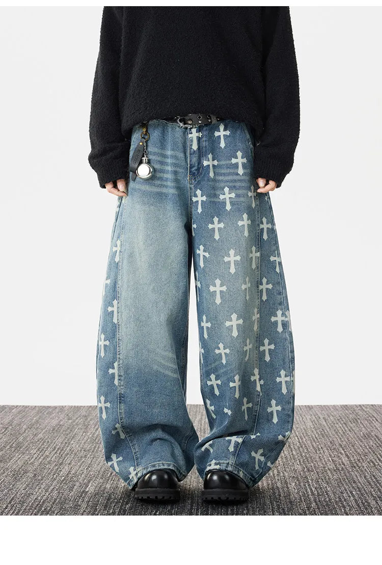 Jeans Straight Leg Knife Cut Azul
