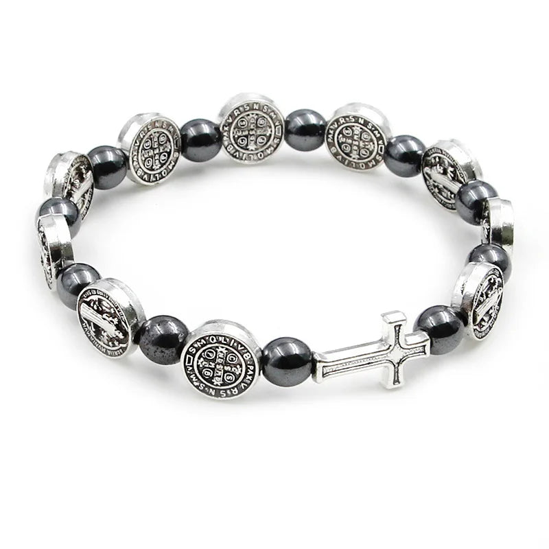 Pulseira Rosário Católico Hematita