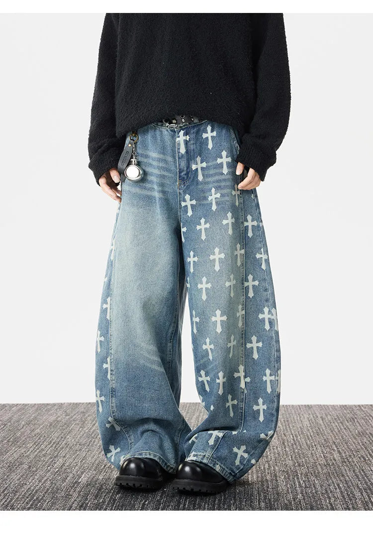 Jeans Straight Leg Knife Cut Azul