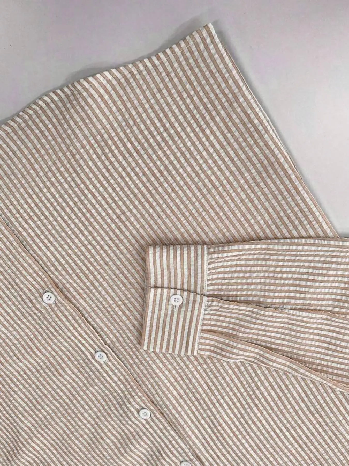 Camisa Listrada Manga Longa Loose Casual