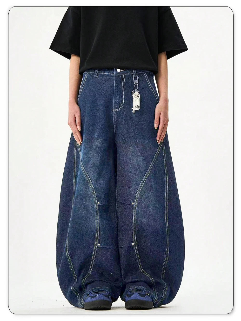 Jeans Baggy Wide Leg Machete Desconstruído Americano