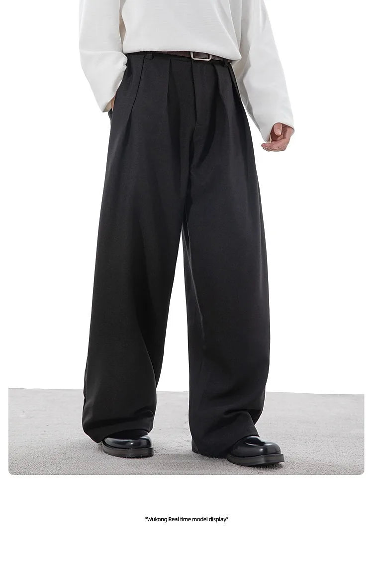 Calça Wide Leg Alfaiataria Plissada Vintage