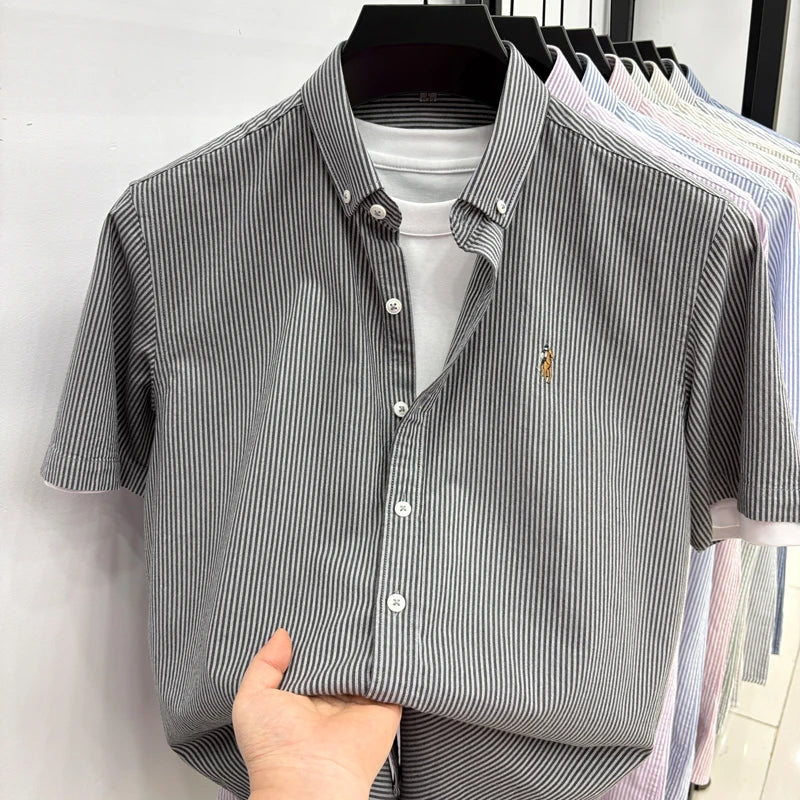 Camisa Listrada Bordada Premium