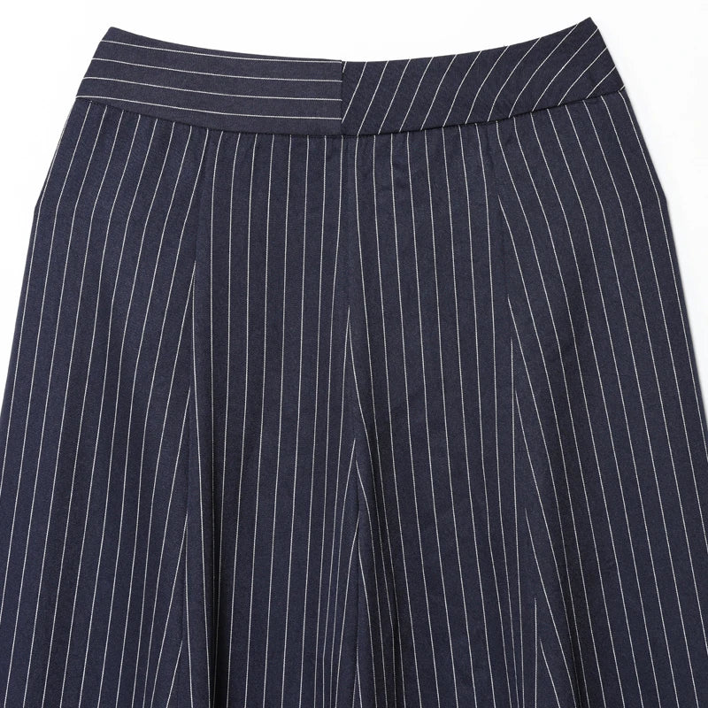 Calça Wide Leg Listrada Casual