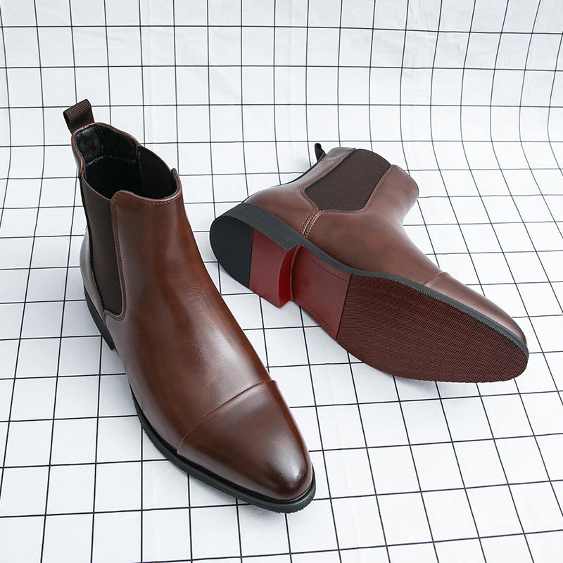 Chelsea Boot Sola Vermelha Bico Redondo Business