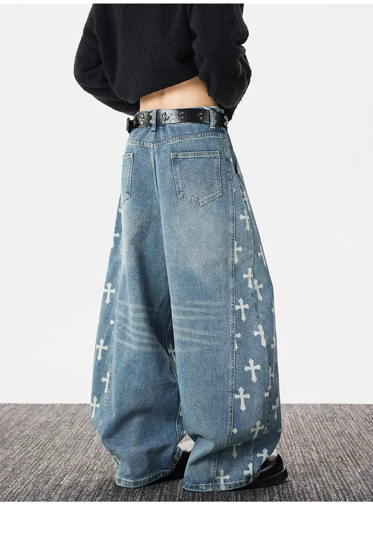 Jeans Straight Leg Knife Cut Azul