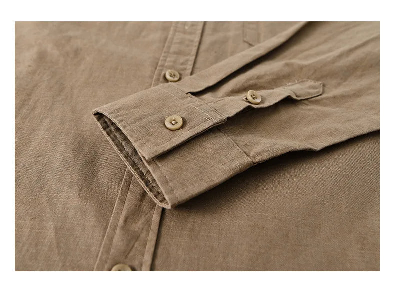 Camisa Linho Japonesa Mandarin Collar