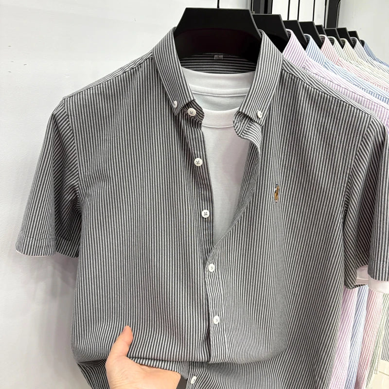 Camisa Listrada Bordada Premium
