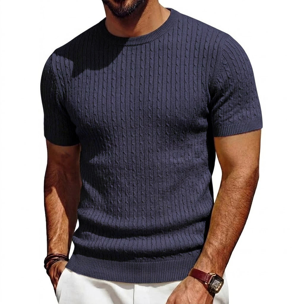 Camiseta Knit Pullover Manga Curta