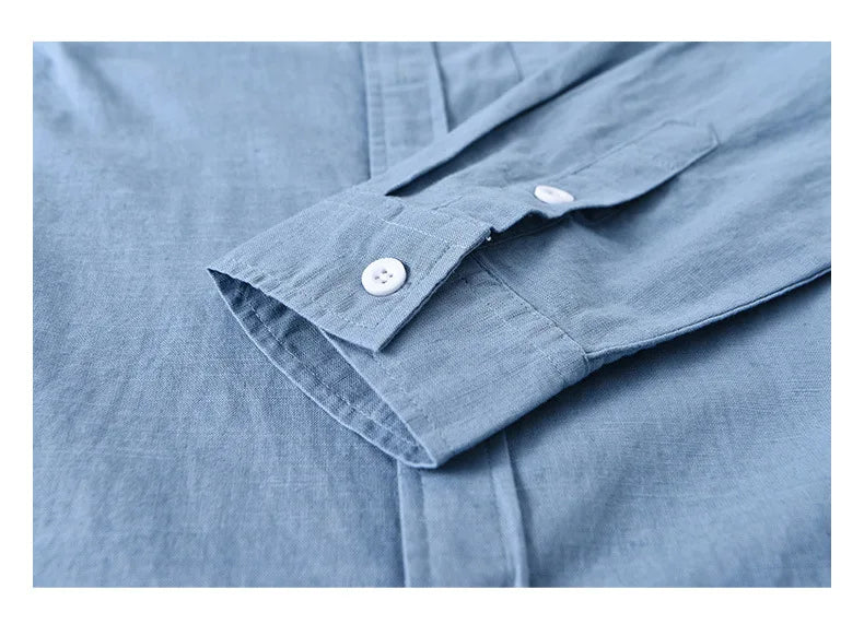 Camisa Linho Japonesa Mandarin Collar