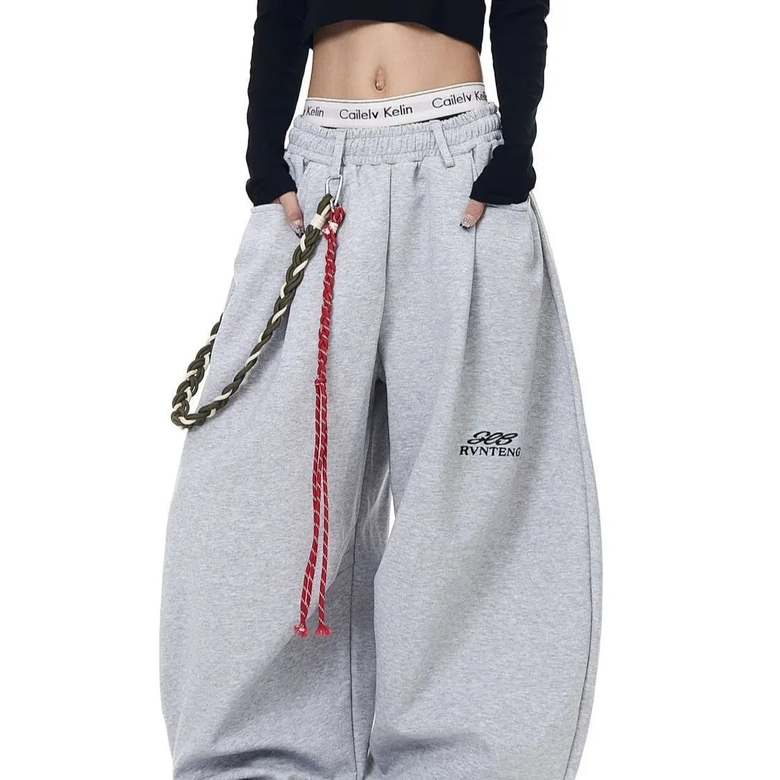 Calça Moletom Sweatpants Baggy Y2K Hip Hop
