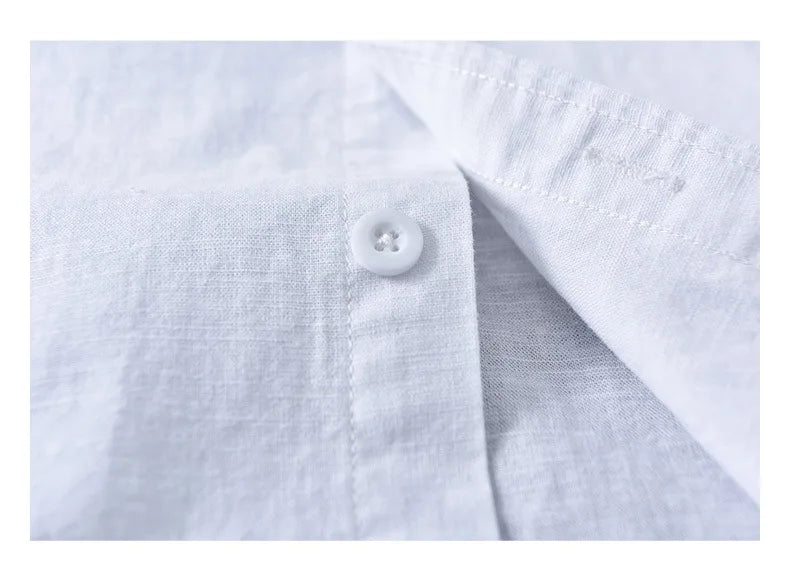 Camisa Linho Japonesa Mandarin Collar