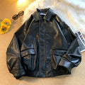 Jaqueta Biker PU Retrô Americana — Casual Streetwear Unissex