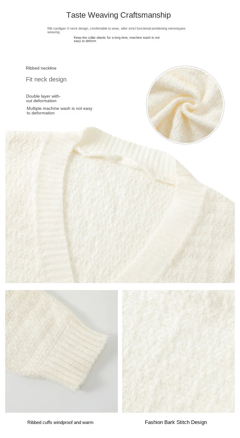 Cardigan Tricot com Botões Streetwear