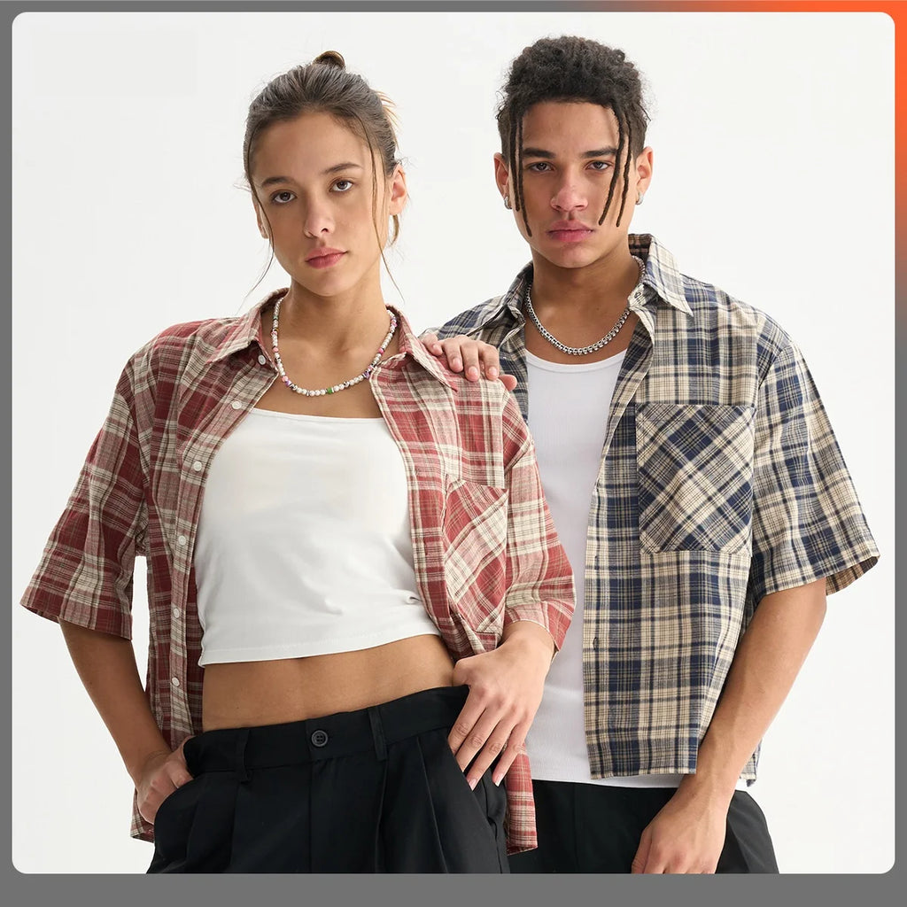 Camisa Xadrez Cropped 100% Algodão