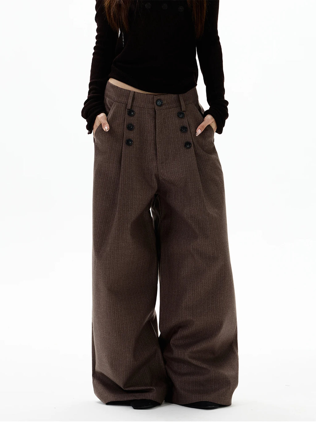 Calça Wide Leg Pinstripe
