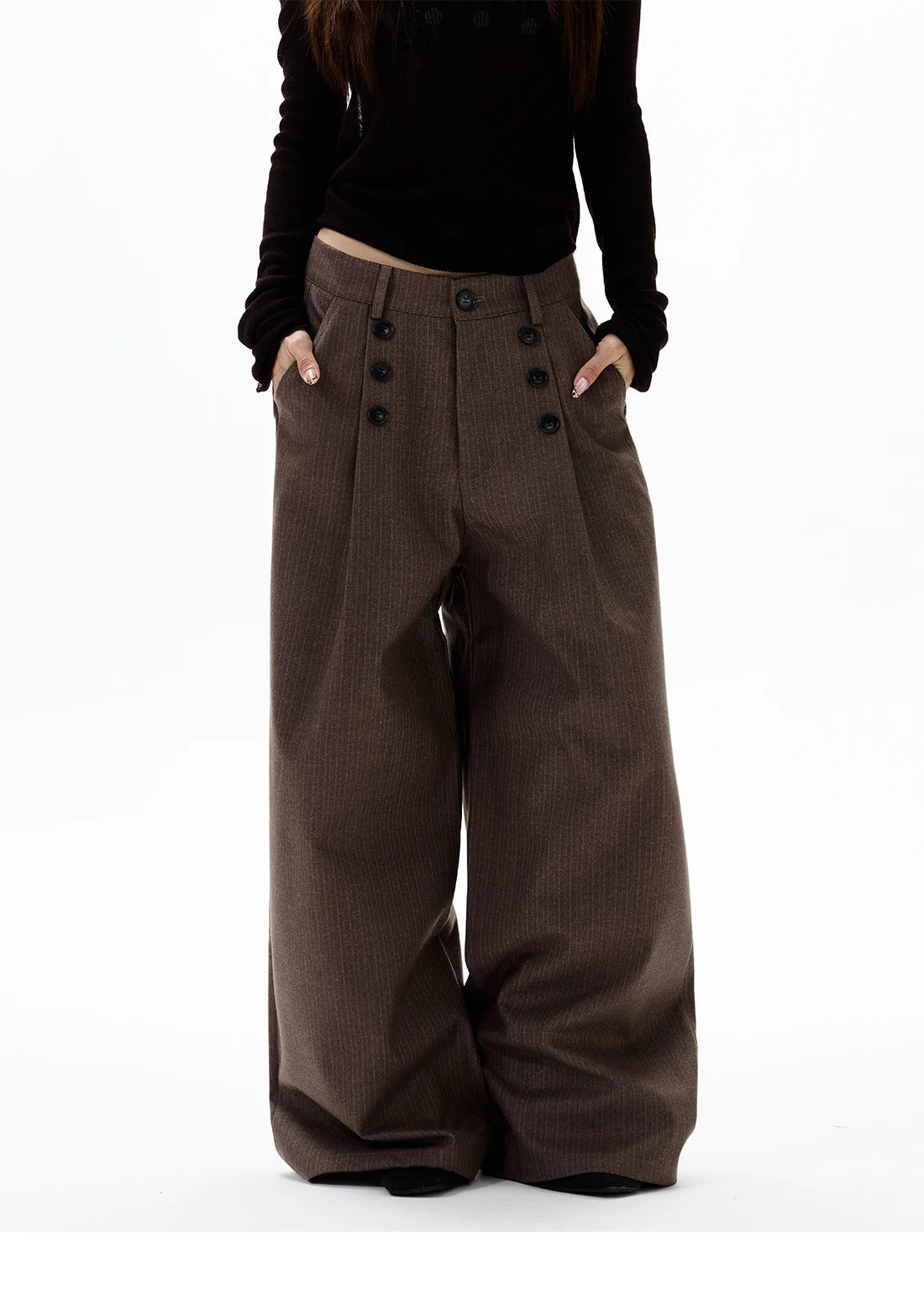 Calça Wide Leg Pinstripe