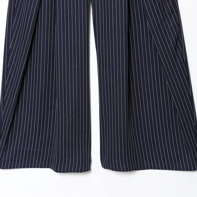 Calça Wide Leg Listrada Casual