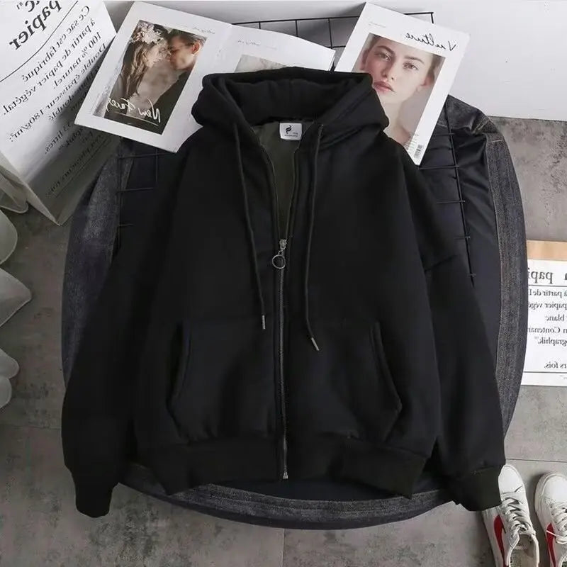 Jaqueta Fleece Hoodie Coreana